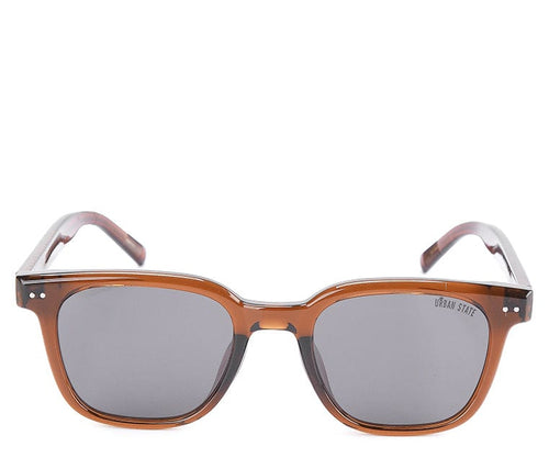 Polarized Plastic Frame Wayfarer Square Sunglasses - Black Brown