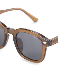 Polarized Plastic Frame Nova Square Sunglasses - Black Brown