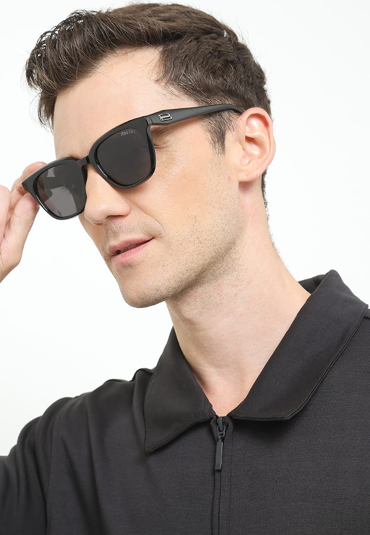 Polarized Atlas Square Frame Sunglasses - Black Black