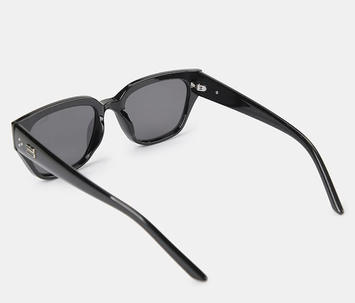 Polarized Arc Square Frame Sunglasses - Black Black