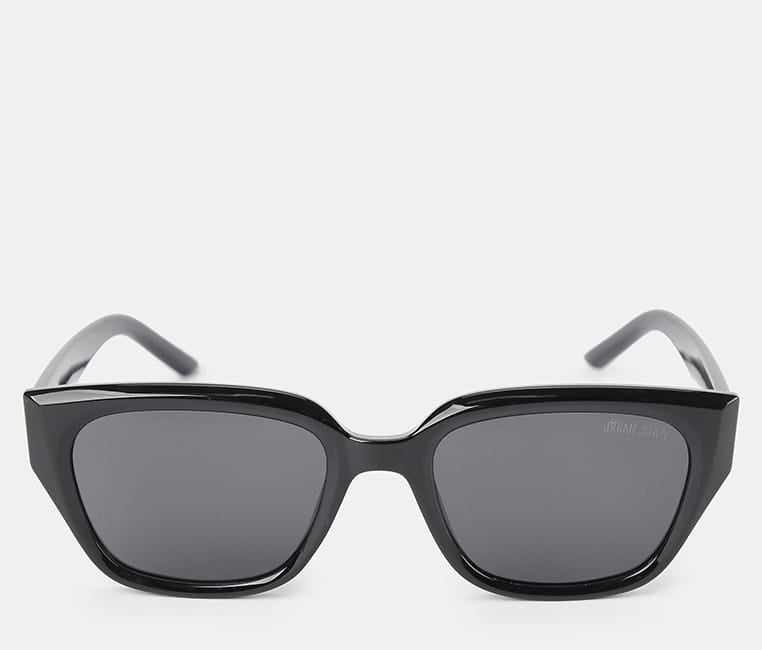 Polarized Arc Square Frame Sunglasses - Black Black