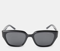 Polarized Arc Square Frame Sunglasses - Black Black