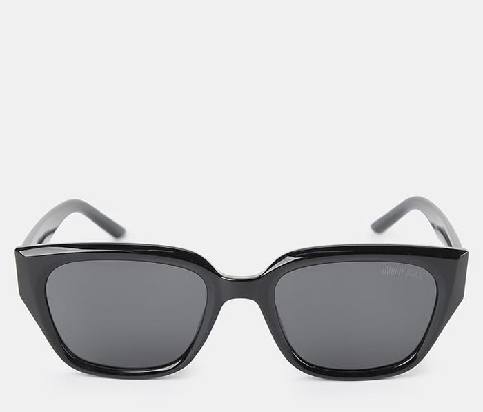 Polarized Arc Square Frame Sunglasses - Black Black
