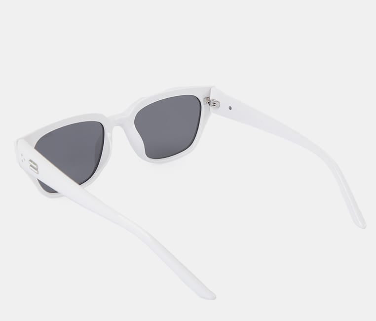 Polarized Arc Square Frame Sunglasses - Black White