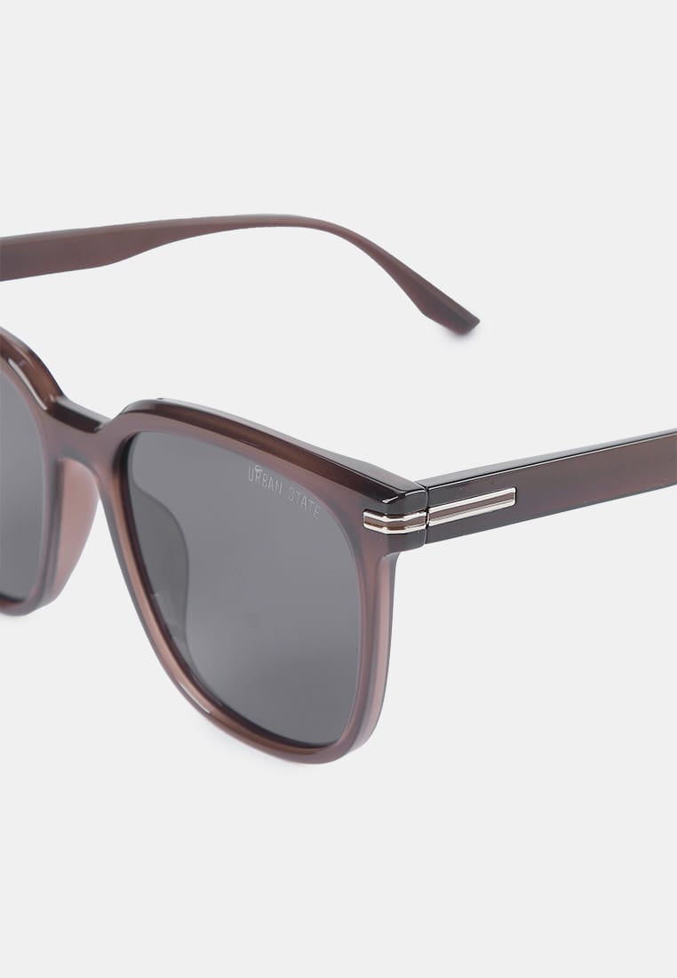 Polarized Crosby Square Frame Sunglasses - Black Brown