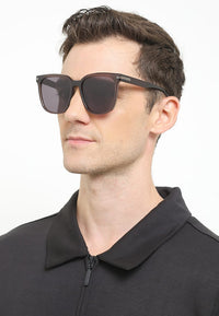 Polarized Crosby Square Frame Sunglasses - Black Brown