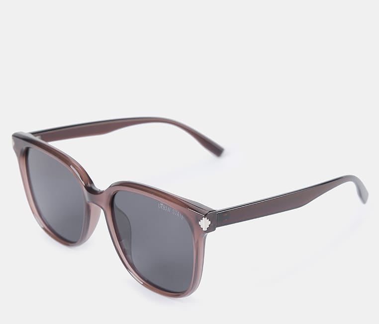 Polarized Camden Square Frame Sunglasses - Black Brown
