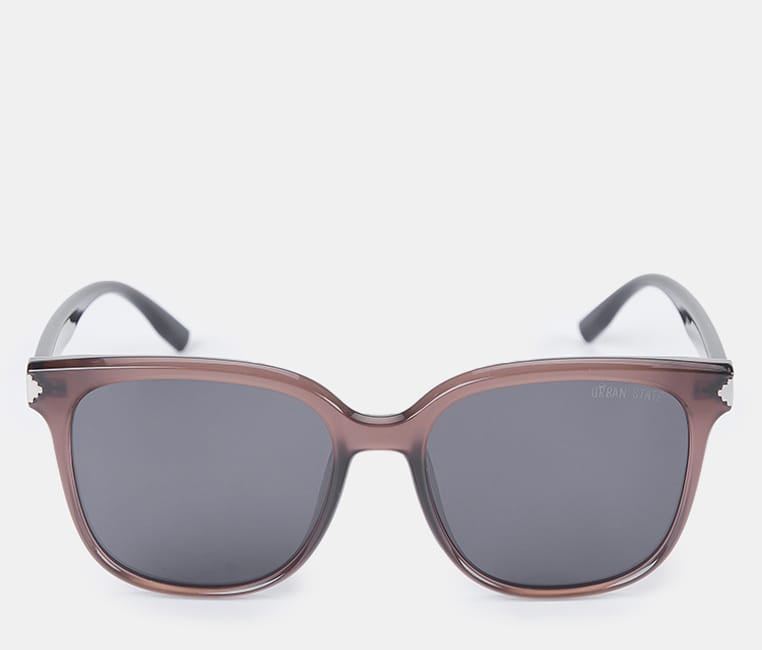 Polarized Camden Square Frame Sunglasses - Black Brown