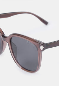 Polarized Camden Square Frame Sunglasses - Black Brown