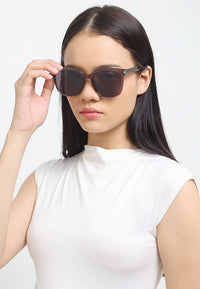 Polarized Camden Square Frame Sunglasses - Black Brown