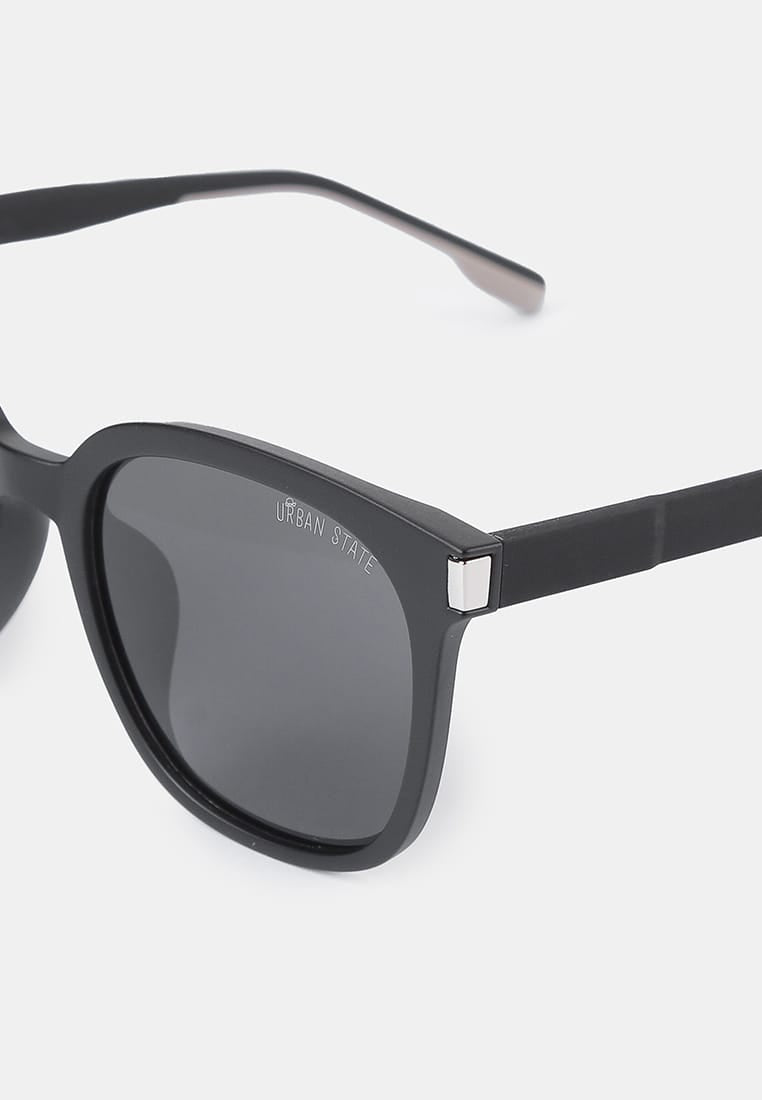 Polarized Mercer Square Frame Sunglasses - Black Black