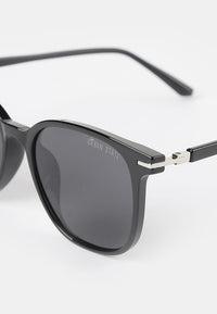 Polarized Hudson Square Frame Sunglasses - Black Black
