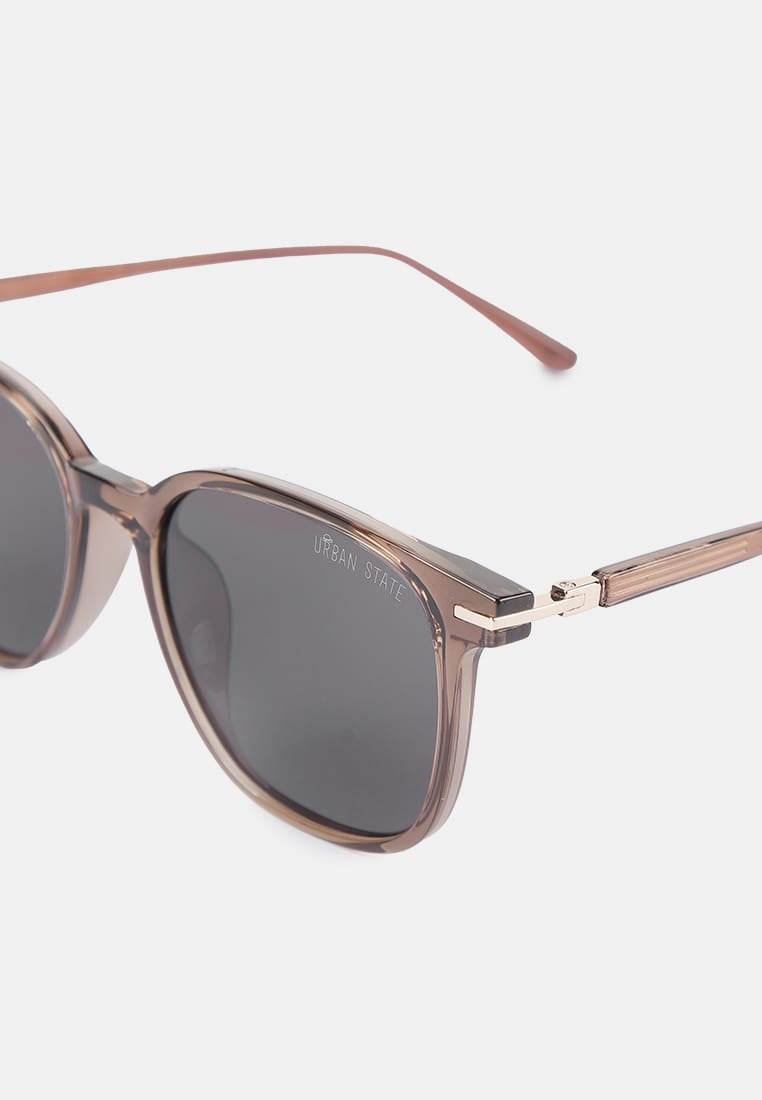 Polarized Hudson Square Frame Sunglasses - Black Brown