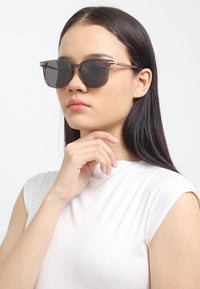 Polarized Hudson Square Frame Sunglasses - Black Brown