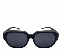 Polarized Overlay Clip-On Square Frame Sunglasses - Black Black