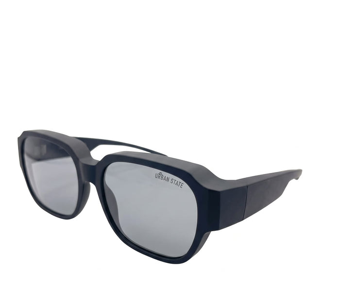 Polarized Overlay Clip-On Square Frame Sunglasses - Black Black