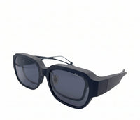 Polarized Overlay Clip-On Square Frame Sunglasses - Black Black