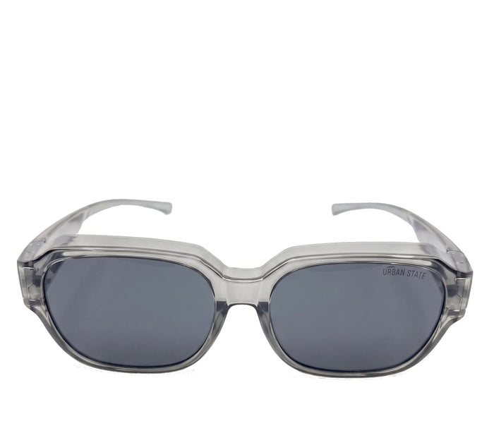 Polarized Overlay Clip-On Square Frame Sunglasses - Black Clear