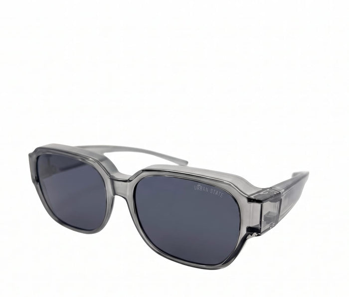 Polarized Overlay Clip-On Square Frame Sunglasses - Black Clear