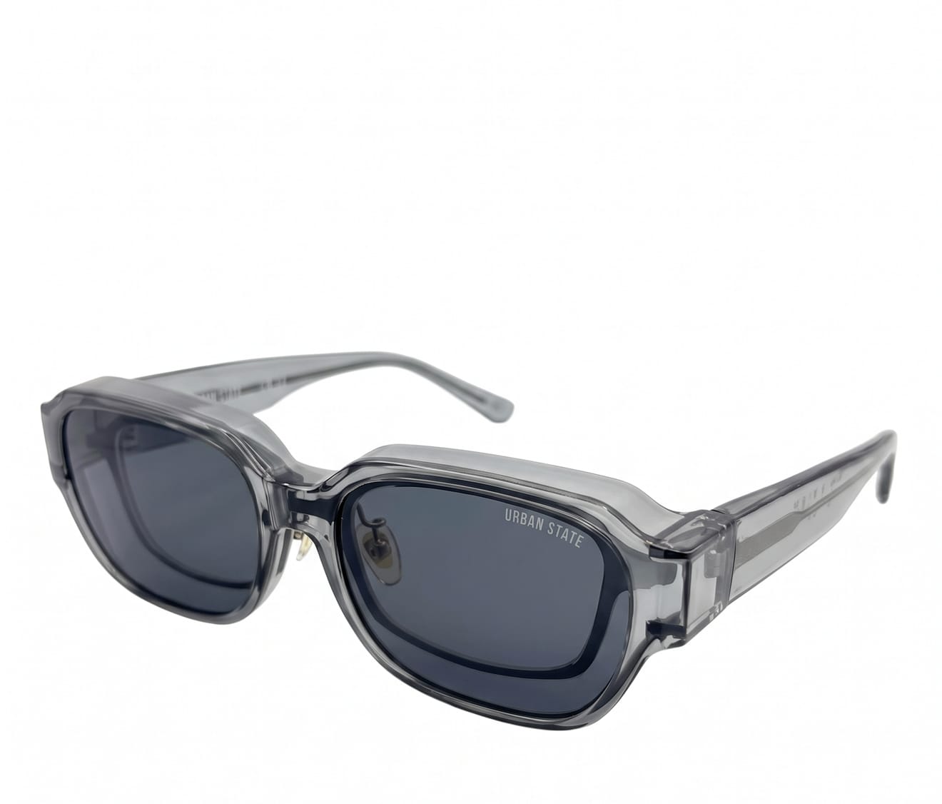 Polarized Overlay Clip-On Square Frame Sunglasses - Black Clear