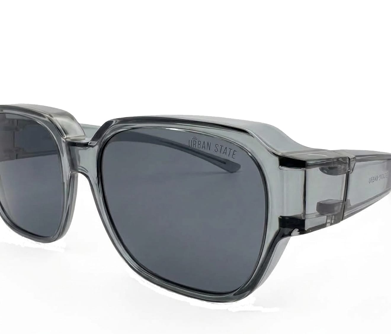 Polarized Overlay Clip-On Square Frame Sunglasses - Black Clear