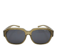 Polarized Overlay Clip-On Square Frame Sunglasses - Black Mocca