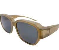 Polarized Overlay Clip-On Square Frame Sunglasses - Black Mocca