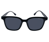 Polarized Rivet Square Frame Sunglasses - Black Black