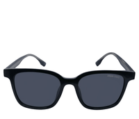 Polarized Rivet Square Frame Sunglasses - Black Black