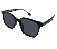 Polarized Rivet Square Frame Sunglasses - Black Black
