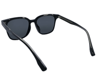 Polarized Rivet Square Frame Sunglasses - Black Black