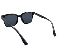 Polarized Rivet Square Frame Sunglasses - Black Black