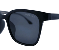 Polarized Rivet Square Frame Sunglasses - Black Black