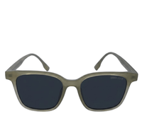 Polarized Rivet Square Frame Sunglasses - Black Green