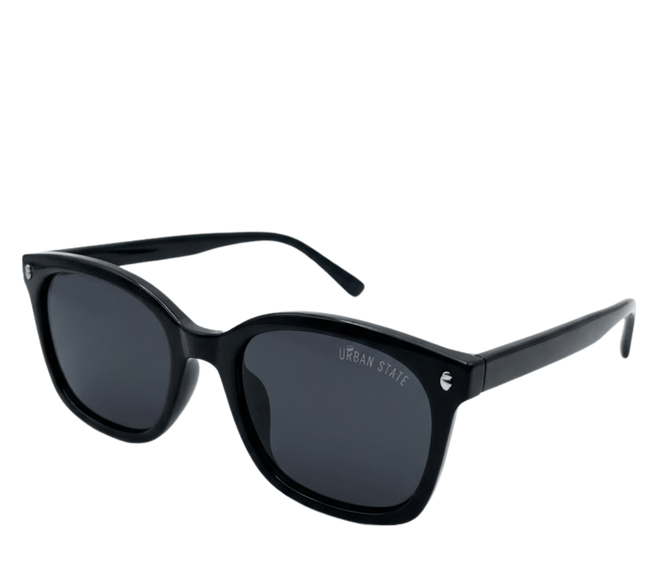 Polarized Lane Square Frame Sunglasses - Black Black