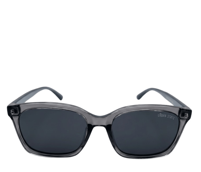 Polarized Lane Square Frame Sunglasses - Black Clear