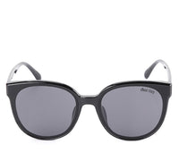 Polarized Plastic Frame Oversized Cat Eye Sunglasses - Black Black