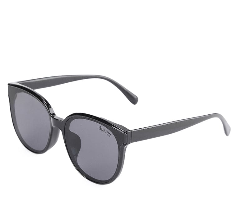 Polarized Plastic Frame Oversized Cat Eye Sunglasses - Black Black