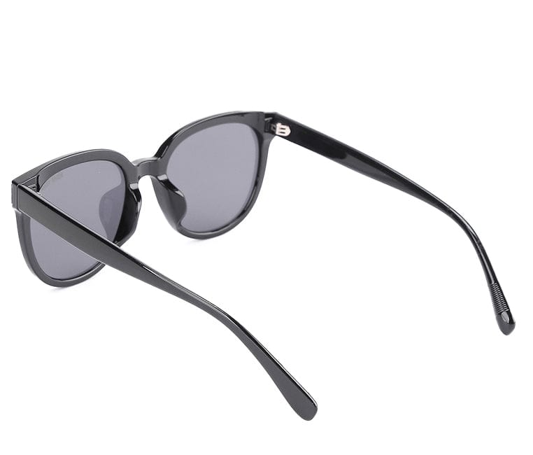 Polarized Plastic Frame Oversized Cat Eye Sunglasses - Black Black