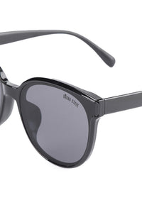 Polarized Plastic Frame Oversized Cat Eye Sunglasses - Black Black