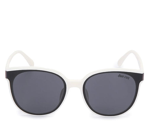 Polarized Plastic Frame Oversized Cat Eye Sunglasses - Black White