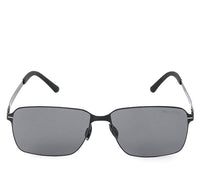 Polarized Stainless Frame Rectangular Sunglasses - Black Black