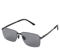 Polarized Stainless Frame Rectangular Sunglasses - Black Black