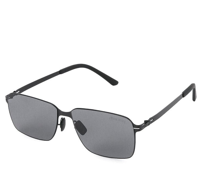 Polarized Stainless Frame Rectangular Sunglasses - Black Black