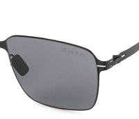 Polarized Stainless Frame Rectangular Sunglasses - Black Black