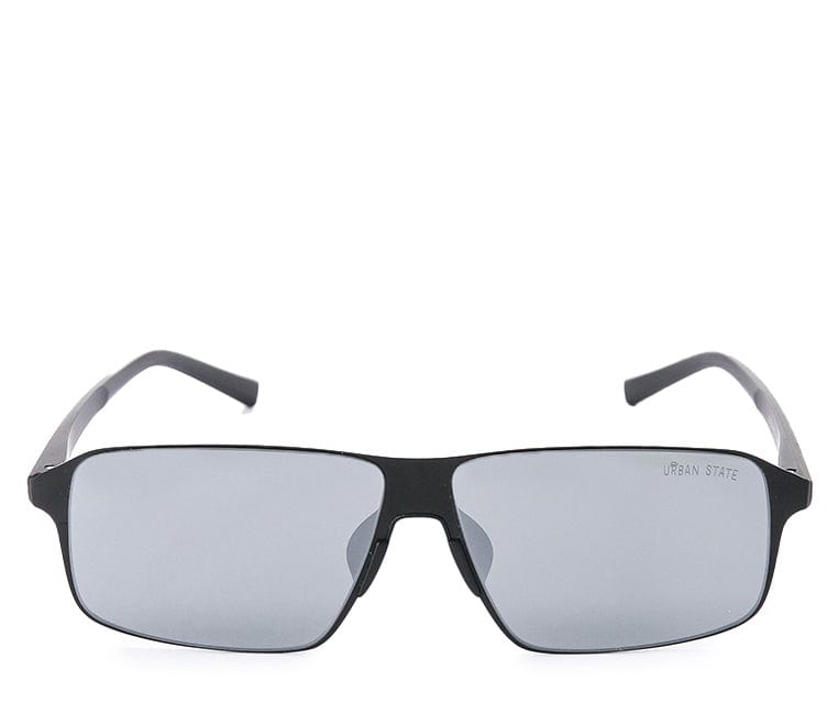 Polarized Stainless Frame Slim Rectangular Sunglasses - Multi Black