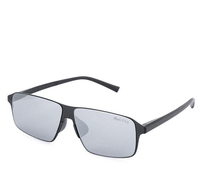Polarized Stainless Frame Slim Rectangular Sunglasses - Multi Black
