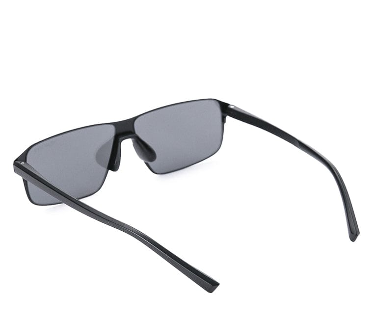 Polarized Stainless Frame Slim Rectangular Sunglasses - Multi Black