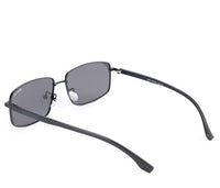 Polarized Stainless Frame Wrap Rectangular Sunglasses - Black Black