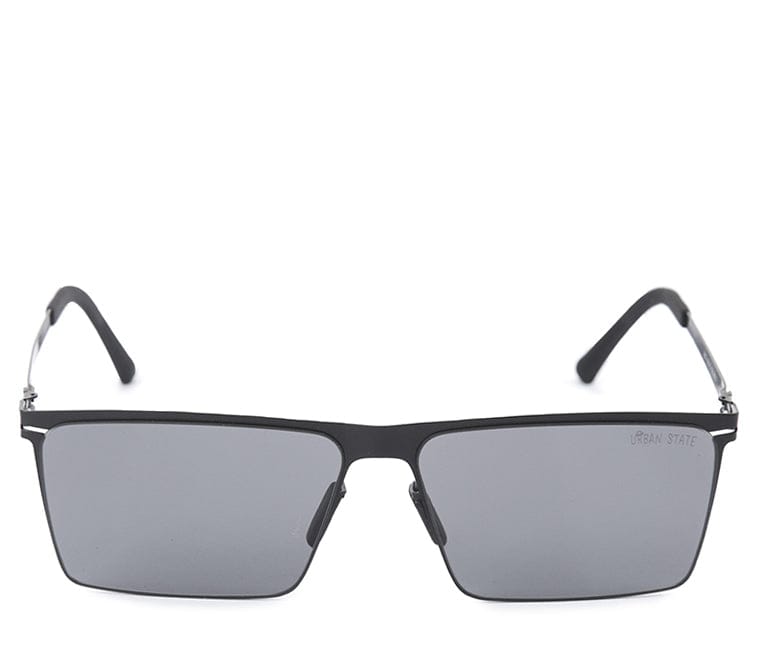 Polarized Stainless Frame SteelView Rectangular Sunglasses - Black Black